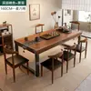 Conjunto de mesa e cadeiras para chá, uma mesa e cinco cadeiras, mesa de chá em estilo nórdico e novo chinês, adequado para discussões de negócios e uso em escritório, mesa de chá grande, mesa de centro