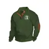 Amazon Best-Selling Transfronterizo Otoño e Invierno Talla Europea Hombre Casual al Aire Libre Cuello Alto Imitación Manga Larga Estampado Sudadera con Tres Botones