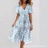2026 Novo E-commerce Transfronteiriço Amazon Solto Casual Elegante Gola V Floral Novo Vestido Estampado Mais Vendido