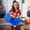 Disfraz de cosplay de Wonder Woman para niños, falda tutú, disfraz de rol, falda tutú de actuación para niñas de Halloween europeo y americano