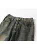 Pantalones vaqueros lavados con barro amarillo de la industria pesada japonesa para hombres, estilo urbano europeo y americano, modernos, retro, viejos, sueltos, rectos, largos, a la moda.