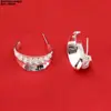 Pendientes Asimétricos Martillados Redondos Semicírculo Trenzados de Plata de Ley S925 Pendientes de Plata Blanca Lisos de Moda
