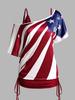 AliExpress Amazon Correa de Hombro Bandera Camiseta de Manga Corta 2 Ropa de Mujer de Dos Piezas