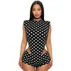 D9974 Amazon Europeu e Americano Mais Vendido Roupa Feminina Macacão de Duas Peças Sexy Sem Mangas com Gola Redonda e Recortes Laterais com Conjunto de Shorts