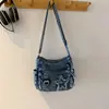 Nova Bolsa Jeans 2026 para Mulheres, Bolsa de Ombro Transversal com Múltiplos Bolsos, Bolsa Pequena Vintage, Bolsa de Moda Versátil Desgastada para Mulheres