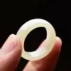 Anel de Dedo de Jade Branco Seda Dourada de Xinjiang Grau A Anel de Pedra Olho de Tigre Anel Anel de Jade Hetian Jade Branco Verde Anel Anel Atacado