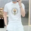 Camiseta de Manga Corta con Cuello Redondo de Gama Alta para Hombre, Nuevo Lujo Accesible de Verano, Camiseta Básica de Media Manga para Hombre Joven, Moderna