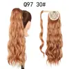 Extensão de Cabelo Sintético Longa Cacheada com Franja Envolvente Ondulada com Fita Mágica Rabo de Cavalo Ondulado