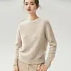 Otoño/Invierno Nuevo Color Hilo Cachemir Seda de Morera Hombro de Silla Cuello Redondo Engrosado Suéter Mujer Tejido Capa Base Ropa Interior