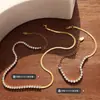 Europa y Estados Unidos no se desvanecen temperamento exquisito con cadena de eslabones de empalme de mosaico de circonita de diamante juego de joyas de collar y pulsera chapados en oro