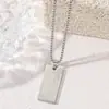 Joyería Transfronteriza de Acero Inoxidable Europea y Americana, Diseño Moderno y Personalizado, Colgante Cuadrado Icónico, Collar de Acero de Titanio para Hombre, Collar