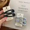 Pinza para el pelo coreana Ins nueva con lunares negros y plateados en forma de corazón, imitación piel, clip de flequillo con textura de moda, diadema, accesorios para el cabello para mujer