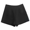 Shorts de alfaiataria feminino verão cintura alta 2021 Novo Preto fino solto linha A perna larga emagrecedor peça externa calça casual