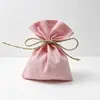 Bolsas de Algodón con Cierre de Cuerda de Yute Transfronterizas, Bolsas para Guardar Cosméticos y Joyería, Bolsas para Empaquetar Dulces y Regalos de Boda