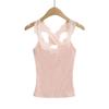 Sy9140-25 Primavera Nuevo Estilo Americano Estilo Lujuria Pura Sexy Adelgazante Look Encaje Empalmado Camisola Tejida