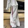 Novas calças de moletom largas 380 marca trendy G bordada listradas peso pesado corte curvo outono fluidas compridas para homens, calças esportivas de perna larga
