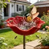 Estaca de Metal para Jardim com Flor Feita à Mão