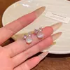 Brincos Exquisitos de Laço Micro-Cravejados com Zircônia Grande para Mulheres, Luxo Acessível, Brincos e Brincos Pendentes de Olho de Gato de Nicho de Alta Qualidade