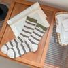 Nuevos Calcetines de Algodón Peinado a Rayas Canalé Bloques de Color Estilo Coreano para Otoño e Invierno Calcetines Holgados Informales de Moda Sin Costuras para Mujer