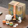 Juego de té de cerámica gruesa para vigas y ollas, juego para el hogar, tetera de cerámica Thousand Li Jiangshan, accesorios para ceremonia del té, Festival de Medio Otoño, venta al por mayor, regalos pequeños