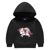 Suéter com capuz de comércio exterior para crianças inverno novo camiseta infantil de manga longa com forro de fleece top infantil de unicórnio