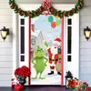 Popular Transfronteiriço Monstro Peludo Verde Grinch Pendurado Capa de Porta Pano de Fundo Decoração de Porta de Casa Pano Pendurado para Atmosfera Festiva Pendurado