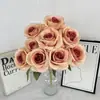 Flores Artificiales para Boda, Rosas de Diamante de Nueve Cabezas, Arreglos Florales para Salón de Bodas, Decoraciones para Pasillo, Exhibición en Casa, Flores de Seda para Exportación