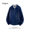 Suéter Pulôver Falso de Duas Peças com Gola Reversível e Ponto Trançado para Homens, Novo Estilo Preguiçoso de Outono e Inverno, Tricô de Gola V Espesso, Top Solto