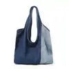 Bolsa Tote Jeans Color Block Transfronteiriça para Mulheres 2026 Nova Grande Capacidade para o Dia a Dia Bolsa de Ombro Vintage Lavada