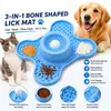 Tigela Lenta para Cães e Tapete de Lamber para Petiscos Líquidos e Espessos - Tigela Lenta Antiderrapante com Bola Rolante - Brinquedo Interativo de Enriquecimento para Cães Pequenos, Médios e Grandes (Azul)