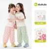 Conjunto de Verão Dudu Baby para Crianças Calça Curta de Manga Curta Fina Desenho Animado Conjunto de Duas Peças Roupas para Meninos Roupas Infantis