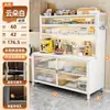 Gabinete de almacenamiento para cocina, aparador de acero con panel de roca, mesa multifuncional para alimentar bebés, gabinete de almacenamiento para microondas, armario de almacenamiento
