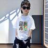 Camisetas de Algodão Puro para Bebês e Crianças, Color Block, Manga Curta, para Meninos e Meninas Pequenos e Médios, Moda Verão, Tops de Manga Meia-Manga