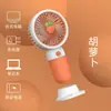 Ventilador de Mano Lindo de Dibujos Animados Regalo Souvenir con Diseño de Frutas y Flores, Soporte de Teléfono Perezoso Portátil para Escritorio con Función de Carga