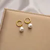 Pendientes de Acero de Titanio con Perla para Mujer, Lujo Ligero, Diseño de Nicho Francés de Gama Alta, Elegantes y Sencillos, Versátiles para el Trabajo