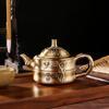 Olla de cobre doméstica estilo chino olla de paisaje cepillada olla portátil segura para periódicos de bambú tetera de bambú tallada tallada adornos antiguos