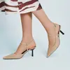 Elegantes Sandalias de Punta Estilo Francés para Mujer, Talla Pequeña, Punta Cerrada, Talón Abierto, Ligeras, Tacones Altos Finos, Correa Única, Tacón Kitten, Zapatos de Moda