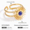 Anel de aço inoxidável europeu e americano feminino antidesbotamento retro pedra natural 18K pulseira de ouro INS anel de aço titânio anel transfronteiriço