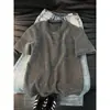 Camiseta de Verano para Hombre de Estilo Americano con Rayas Diagonales, Cuello Redondo, Manga Corta, Color Gris, Acabado de Alta Gama y Hombro Normal