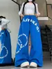 Pantalones de Chándal con Estampado de Letras Estilo Callejero Americano para Mujer, Otoño, Caída, Cintura Alta, Holgados, Rectos, Frescos, Modernos, Pierna Ancha