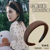 Faixa de Cabeça de Cano Alto Cor de Café para Mulheres, Faixa de Cabelo Antiderrapante para Lavar o Rosto, Acessório de Cabelo, Elástico de Cabelo, Bai Lu