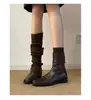 Botas Elegantes de Bico Quadrado Elásticas Slim para Mulheres, Novidade Outono 2026 Vintage Versáteis para o Dia a Dia, Botas de Cano Curto com Zíper nas Costas, Botas Martin