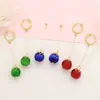 Pendientes Colgantes de Cuentas Redondas con Agujero Pasante Coloridos Retro Artísticos, Pendientes Elegantes de Lujo Ligero con Personalidad Estilo Chino, Accesorios para Orejas Versátiles de Moda