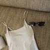 Chaleco pequeño con tirantes interiores de color sólido y almohadilla fija para el pecho, corte entallado, parte superior de tubo con espalda hermosa, prenda exterior para mujer, top cruzado para el pecho.