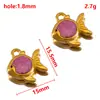Colgante con Forma de Flor de Pez Mariposa de Acero Inoxidable, Goteo de Aceite Multicolor, Colgante para Collar Estilo DIY, Accesorios de Joyería