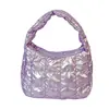 2026 Nova Bolsa de Mão Acolchoada Fofa Feminina Estilo Coreano Moda Brilhante de Mão Mini Bolsa Nuvem Estilo Coreano