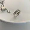 Anillo Plano Cepillado de Encaje de Plata de Ley S925 para Mujer, No se Desvanece, Nicho, Gama Alta, Lujo Accesible, Joyería Versátil Abierta para Mano Nuevo
