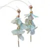 Pendientes de Tul con Flor de Cristal y Borla Dulces Moda Fresca Estilo Casual Diseño de Gancho para Oreja Pendientes de Nicho Venta al por Mayor