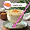Pajitas Especiales en Forma de Cuchara Transfronterizas para Postre y Té con Leche, Mezcla Multicolor de Material PP, Seguras y Resistentes a Altas Temperaturas
