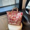 2025 Nuevo Estilo Chino Bordado por Ambos Lados Estampado en Caliente Estéreo Hecho a Mano Gran Capacidad Bolsa de Tela de Bambú Bolsa de Mano para el Trabajo y Viajes